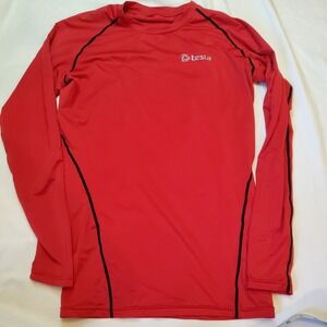 Tesla Red‎ Long Sleeve Rash Guard Shirt Men's Large Athletic Sun Protection
